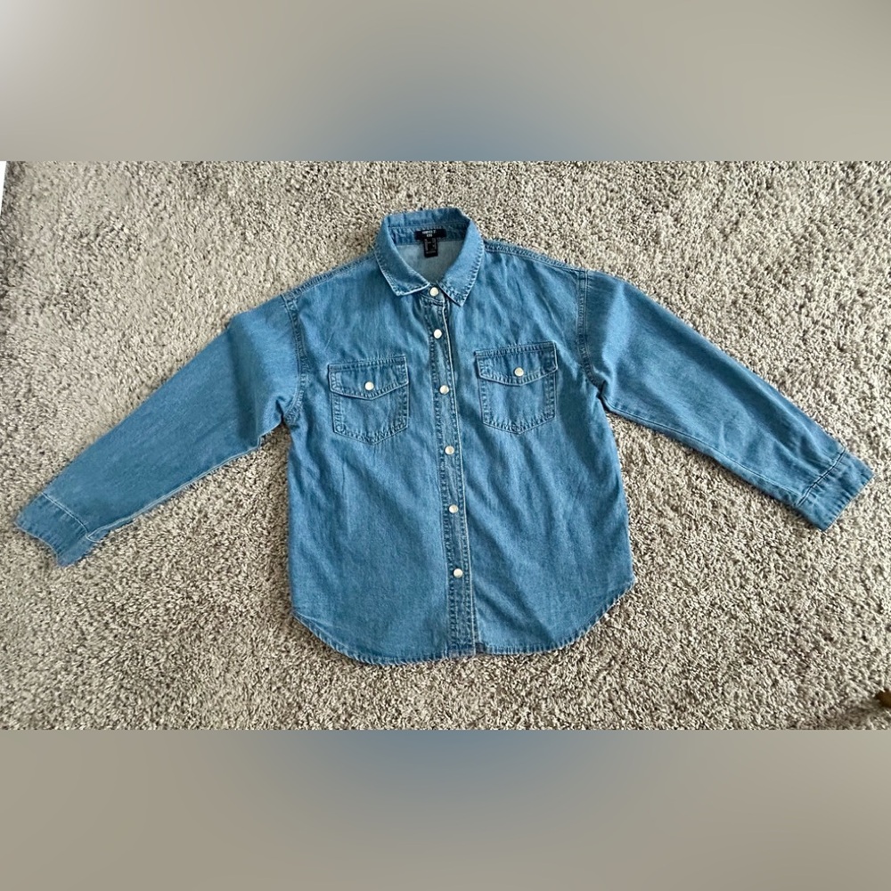 Forever 21 Kids Blue Denim Shirt (Unisex)